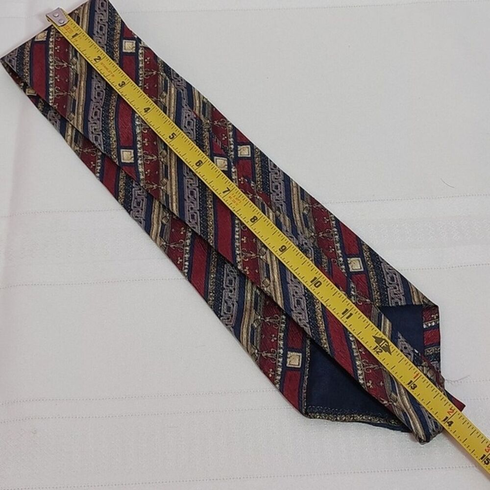 Vintage Structure Silk Neck Tie Multicolor Striped Multipattern USA Made - Picture 6 of 6